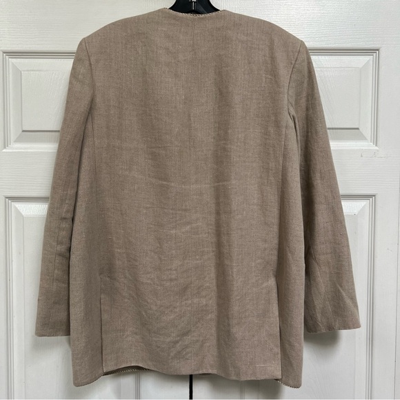 COPY - Linen Blazer Women’s Size Medium Tan Pockets - Picture 13 of 14